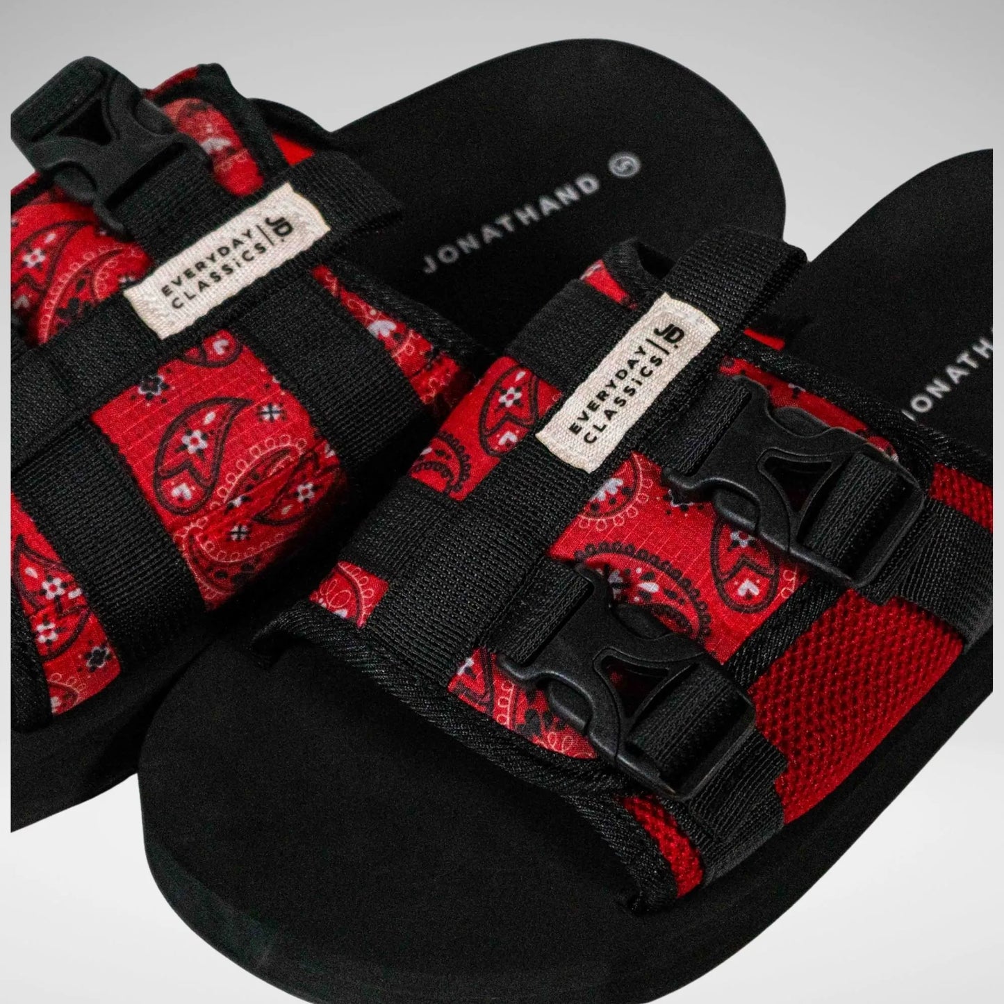 JONATHAN D MS6772 Jjack Buckle Sandal Blk/Red