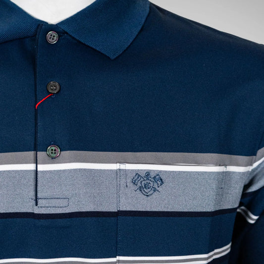 KG MTS2808 STRIPED LS GOLFER NAVY