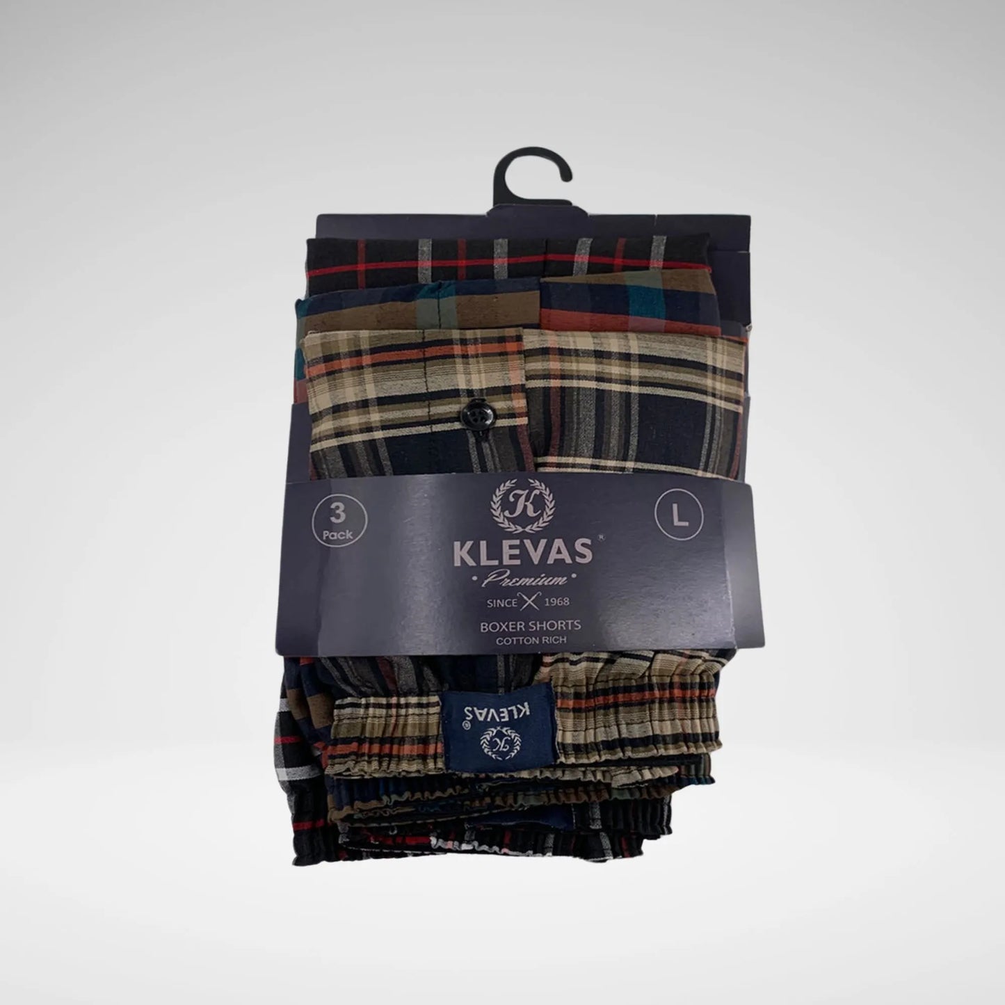 KLEVAS-MENS 2PK CTN BOXERS - ASTD