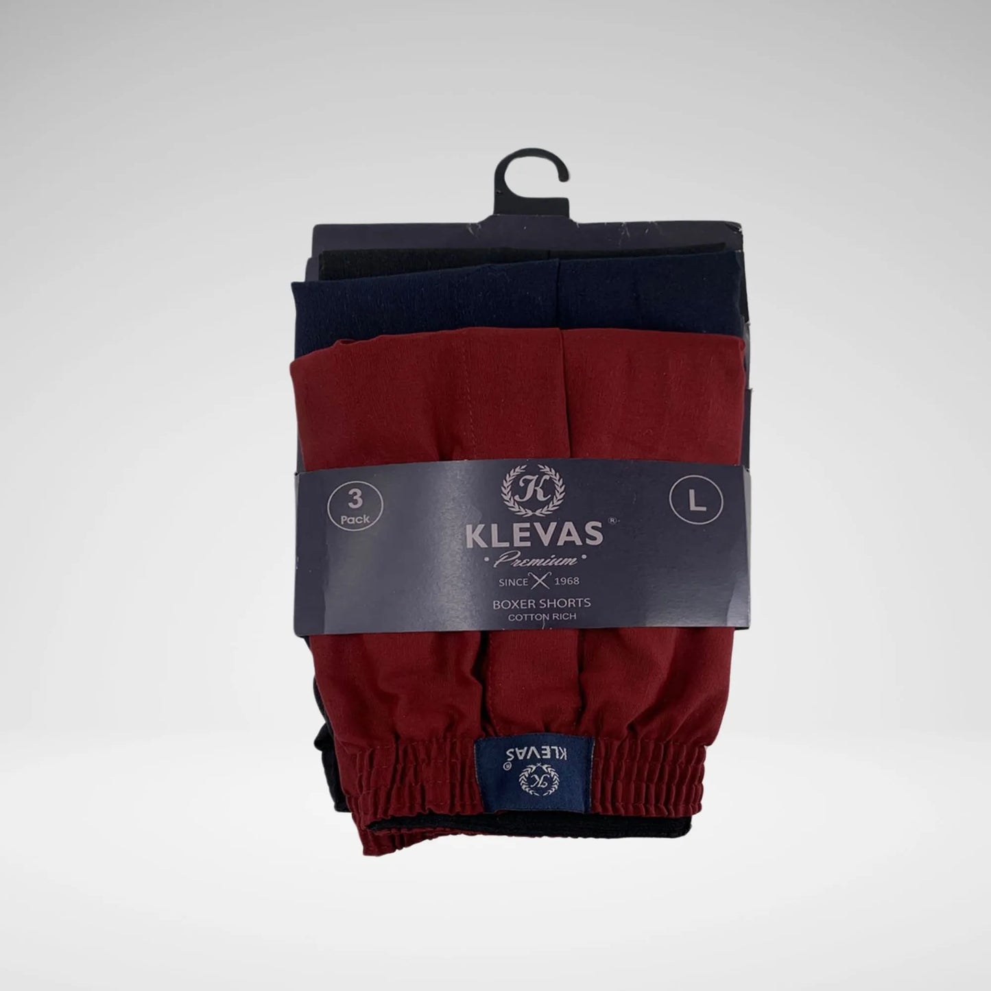 KLEVAS - MENS 2PK CTN BOXERS - PLAIN