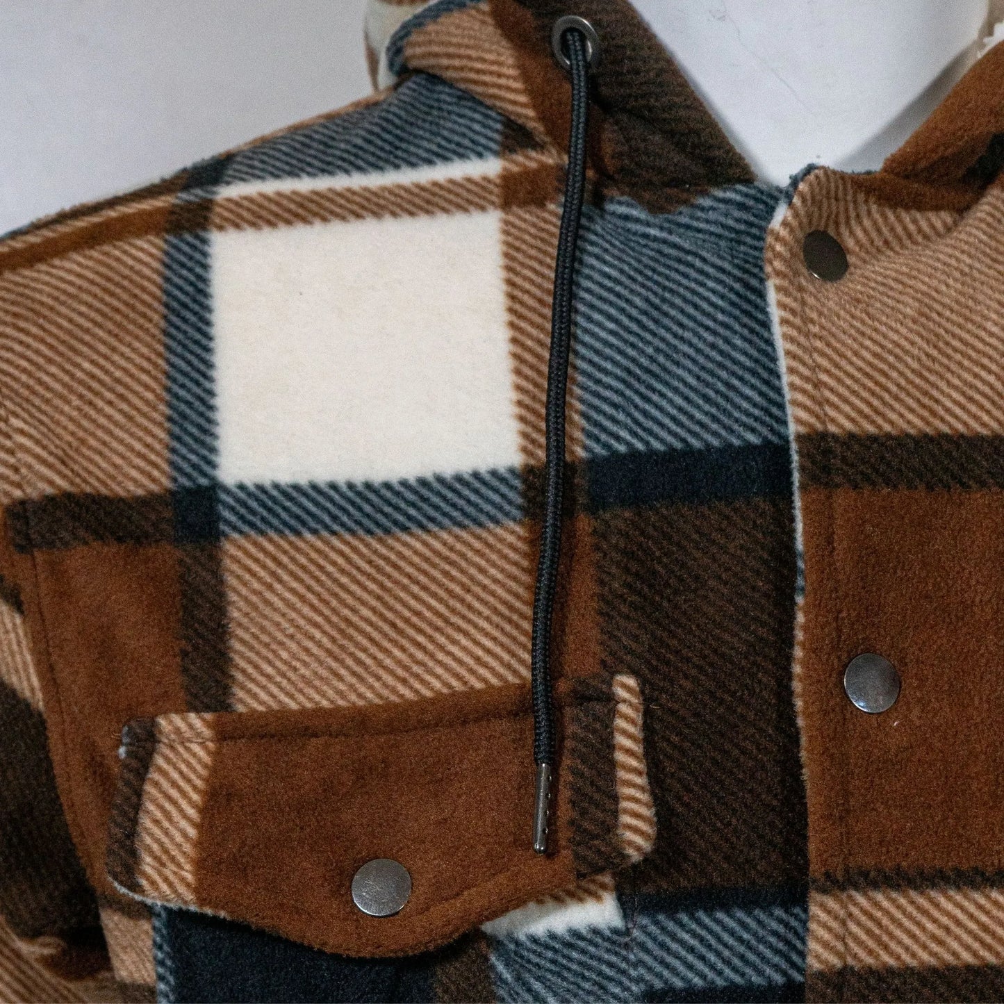 Kstar7 Cor-1166 Check Fleece Jacket Brown/taupe