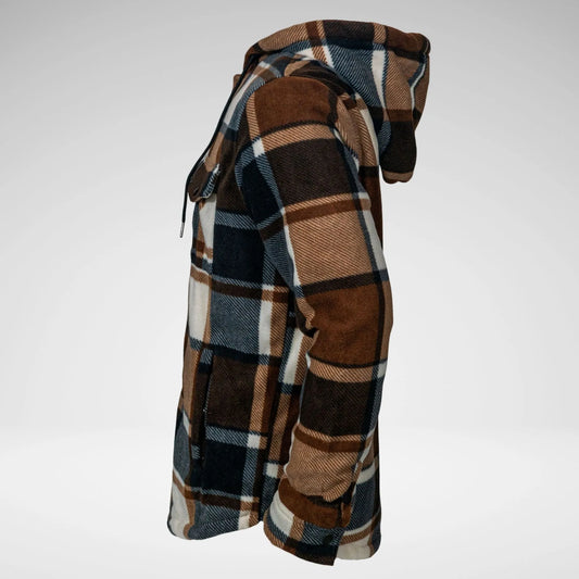 Kstar7 Cor-1166 Check Fleece Jacket Brown/taupe