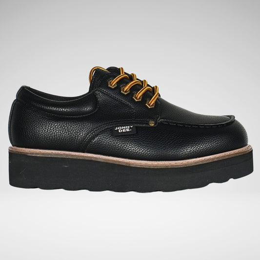 Jonathan D Landon Pebbled PU Moccasin | Black