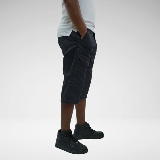 CUTTY AFLECK DENIM CARGO SHORTS | DARK INK