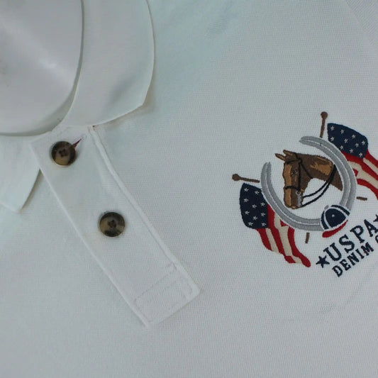 USPA Denim Polo Men's T-Shirt | White