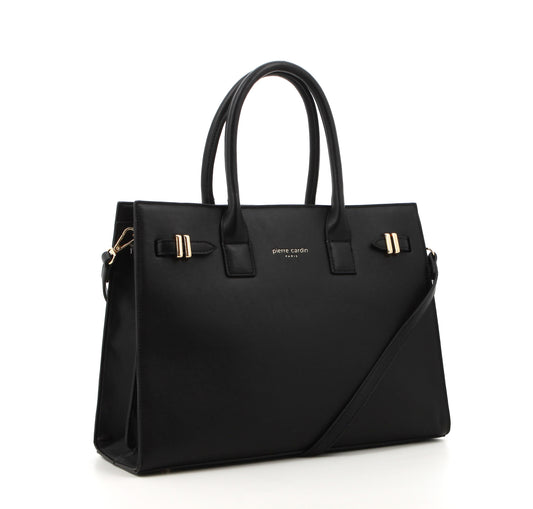 Pierre Cardin MARGAUX STRUCTURED SATCHEL BLACK A0 BLACK