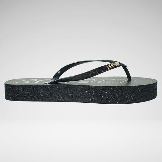 Soviet Glitter Platform Thong | Black