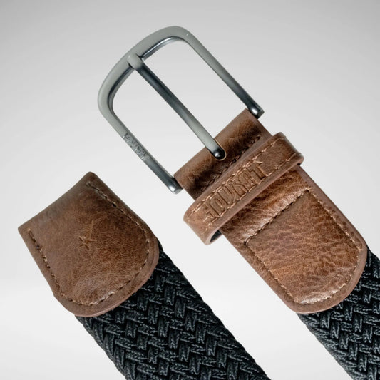 SOVIET JHON S MENS WOVEN STRETCH BELT BLACK