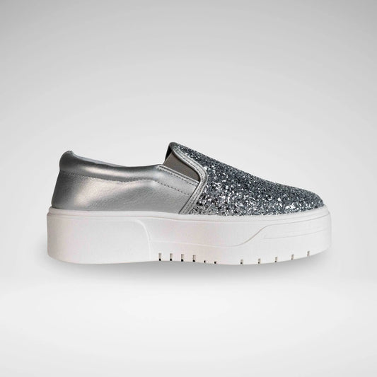 SOVIET LC6008 S - 116 - 1 L Ginger Metallic/Glitter Platform Sneaker Silver