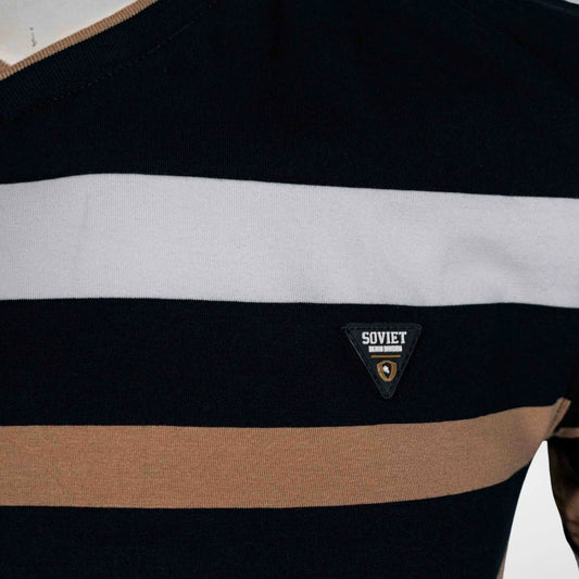 SOVIET MTS2831 SVT9419 M/WELLS S/SLV V Neck Y/Dye Tee Navy