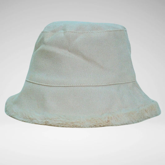 Soviet REVISIBLE CORDUROY/FUR BUCKET HAT OFF WHITE