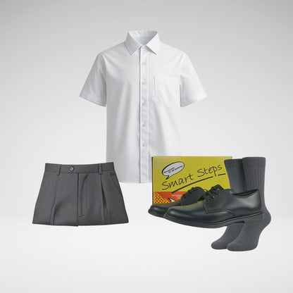 Rising Stars (Grades 5–7) Combo Shortsleeve – Essential Uniform Pack White 2 Pairs Socks Free