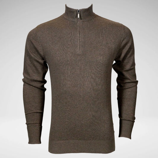 Carducci Bari Zip Quater Zip Jersey Chocolate