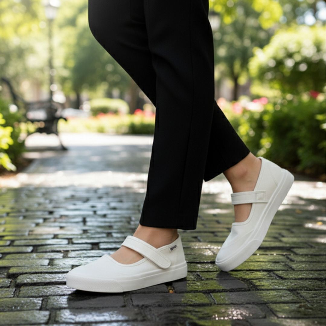 SOVIET - L MARY JANE CANVAS SLIPON - LC6011 - WHITE