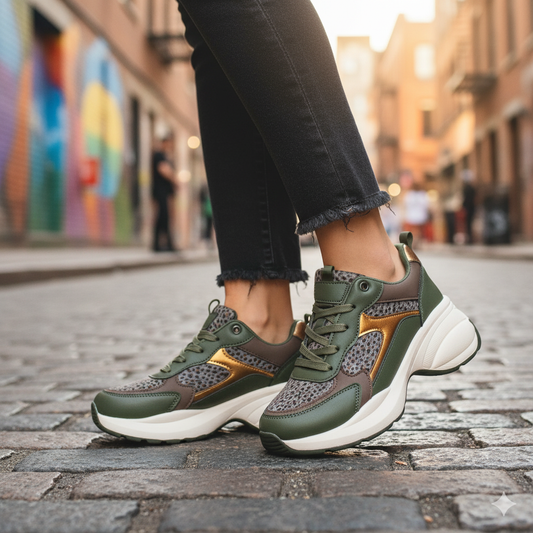 PIERRE CARDIN - CARINA 1 LEOPARD SNEAKER - LC6010 - OLIVE