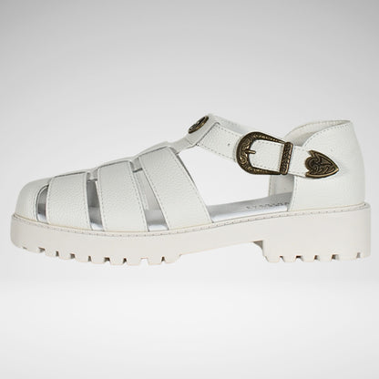 Jonathan D Sammy Fisherman Buckle Sandal | White