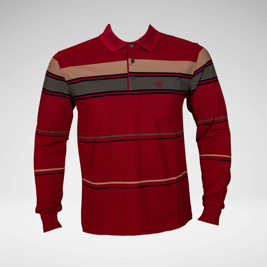 KG MTS2806 STRIPED LS GOLFER RED