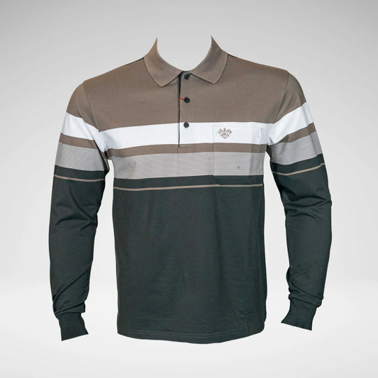KG MTS2807 STRIPED LS GOLFER GREEN