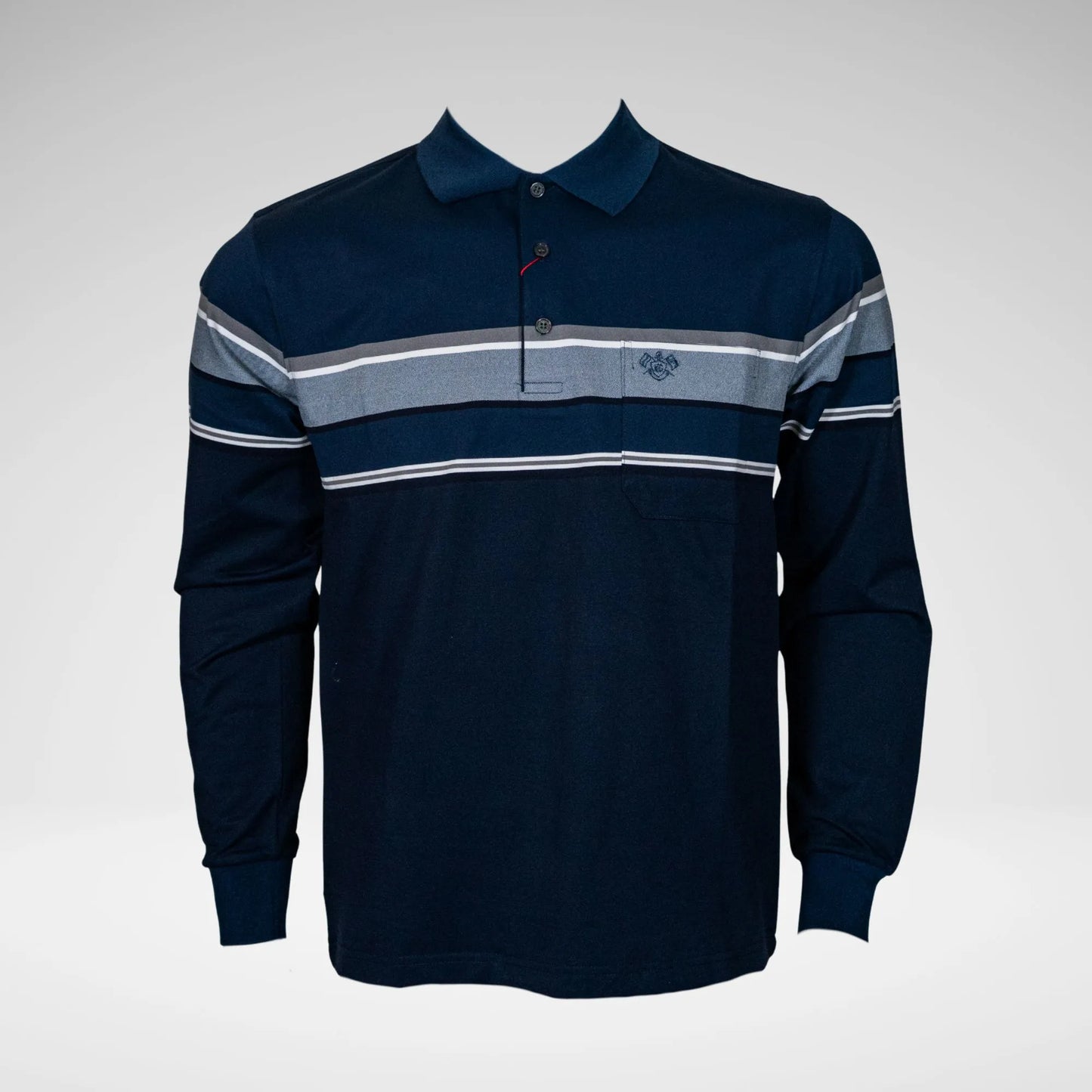KG MTS2808 STRIPED LS GOLFER NAVY