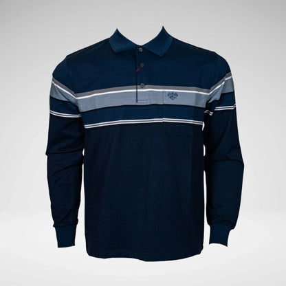 KG MTS2808 STRIPED LS GOLFER NAVY