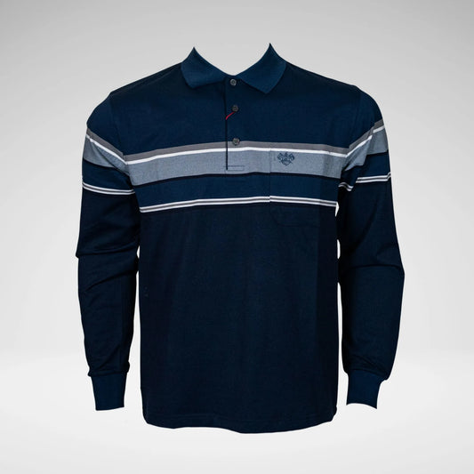 KG MTS2808 STRIPED LS GOLFER NAVY