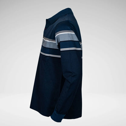 KG MTS2808 STRIPED LS GOLFER NAVY