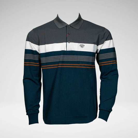 KG MTS2809 STRIPED LS GOLFER CHARCOAL