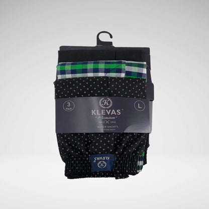 KLEVAS-MENS 2PK CTN BOXERS - ASTD