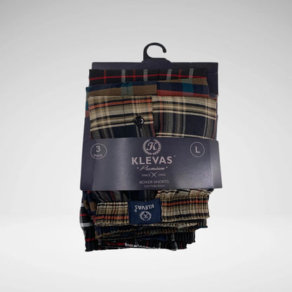 KLEVAS-MENS 2PK CTN BOXERS - ASTD