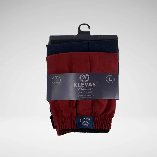 KLEVAS - MENS 2PK CTN BOXERS - PLAIN