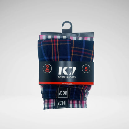 KSTAR7 - MENS 2PK 100% CTN BOXERS - ASTD