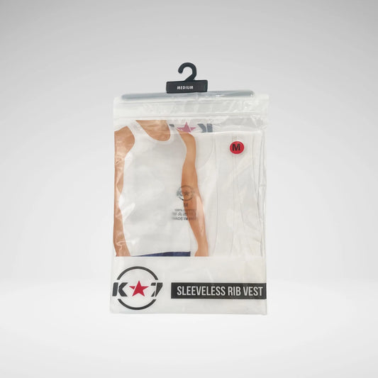 KSTAR7 - SLEEVELESS RIB VEST - WHITE