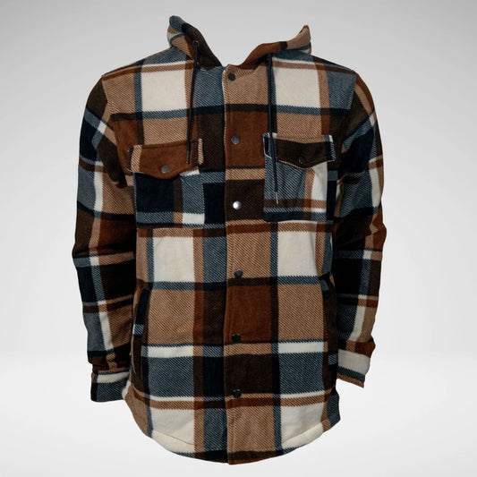 Kstar7 Cor-1166 Check Fleece Jacket Brown/taupe