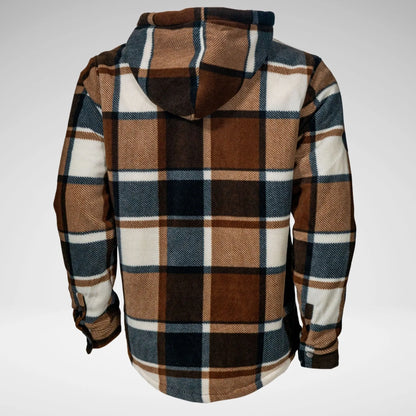 Kstar7 Cor-1166 Check Fleece Jacket Brown/taupe