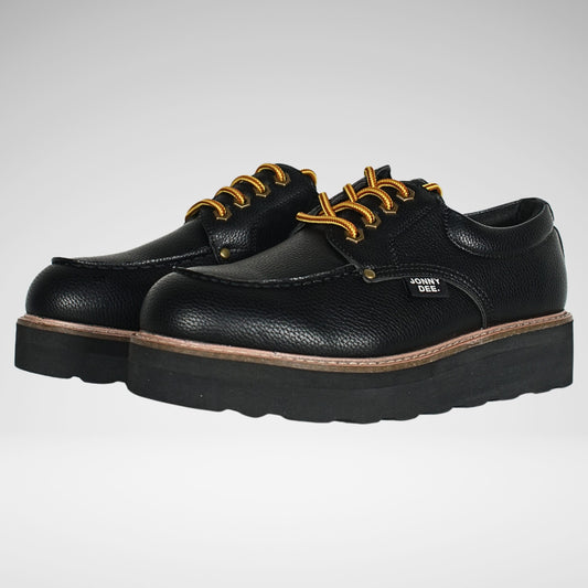 Jonathan D Landon Pebbled PU Moccasin | Black