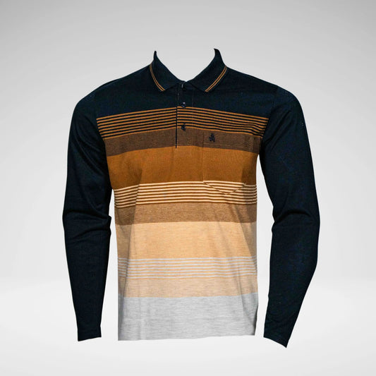 MONATIC MTS2810 STRIPED LS GOLFER BLACK
