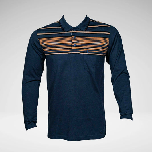 MONATIC MTS2810 STRIPED LS GOLFER BLUE
