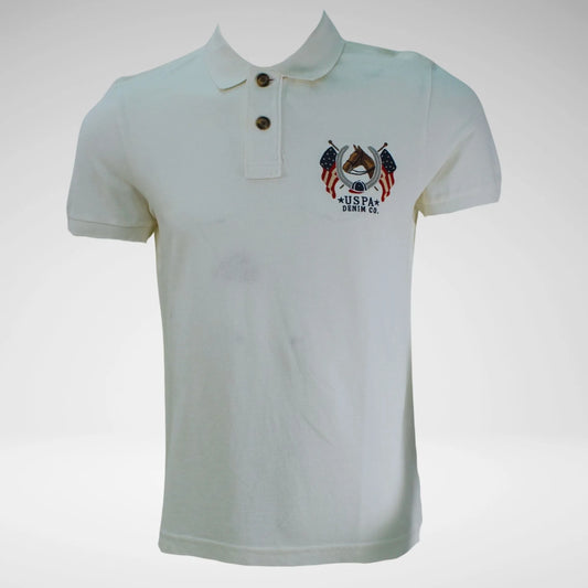 USPA Denim Polo Men's T-Shirt | White