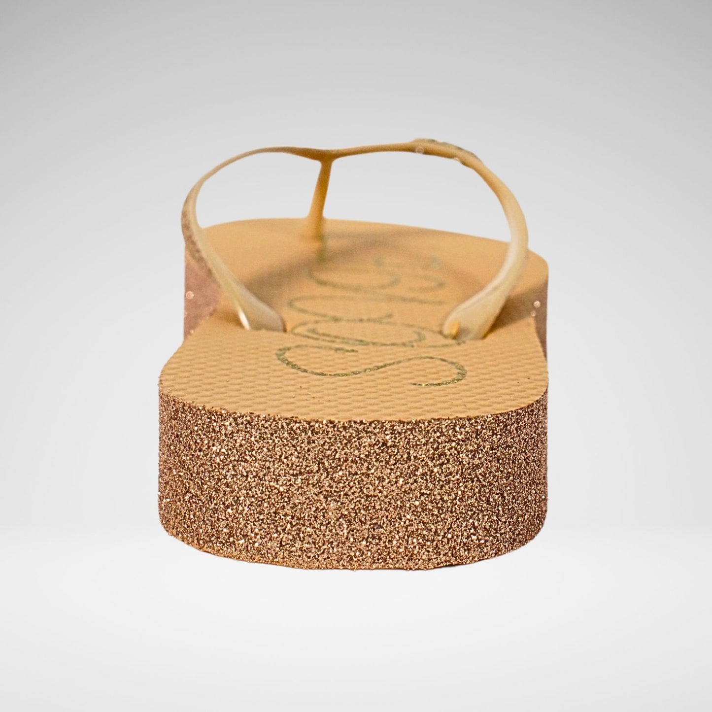 Soviet Glitter Platform Thong | Beige/Gold