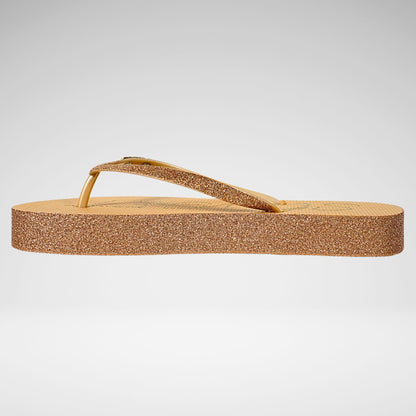 Soviet Glitter Platform Thong | Beige/Gold
