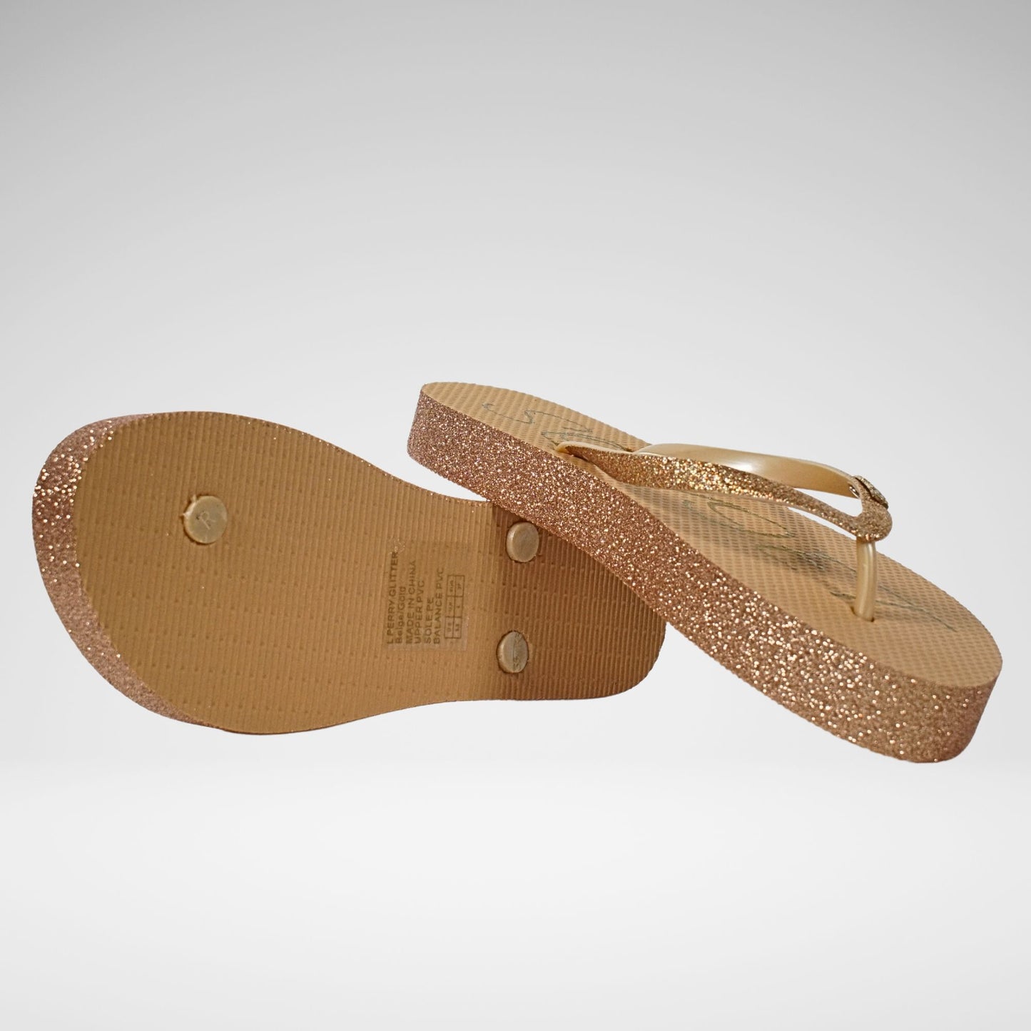 Soviet Glitter Platform Thong | Beige/Gold