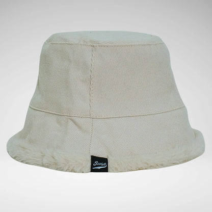 Soviet REVISIBLE CORDUROY/FUR BUCKET HAT OFF WHITE