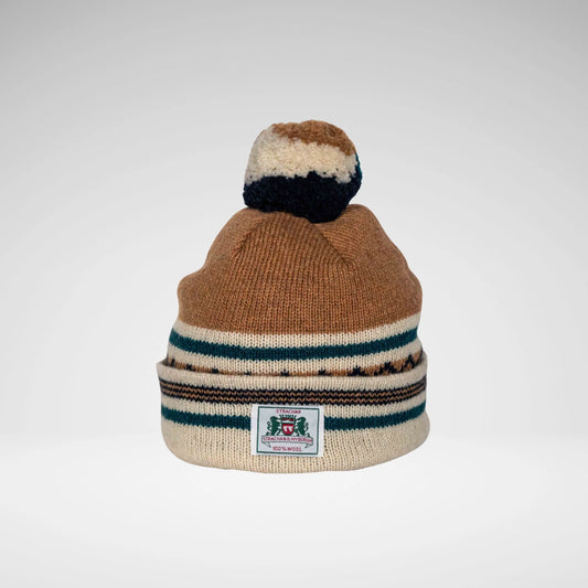 STRACHEN MH3001 Zig Zag Beanie Camel/Green